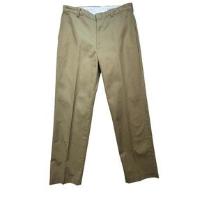 Deecee DC Mens Classic Trousers Chino Pants Size 34/32 Khaki Flat Front Casual